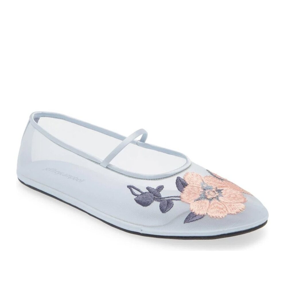 Jeffrey Campbell Swan Flower Mesh  Mary Jane Flats Sz 8